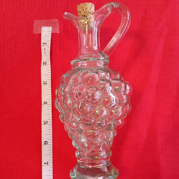 Vintage Glass Grape Cluster Oil/Vinegar Cruet, Light Green Clear Glass - Picture 5 of 6